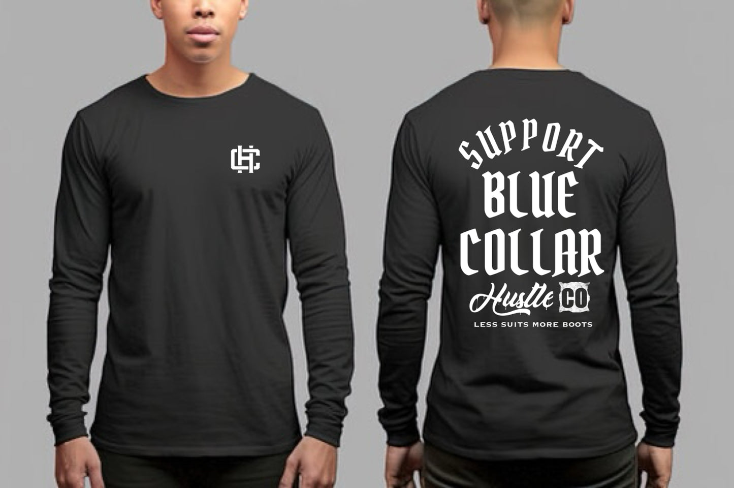 Support Blue Collar Long Sleeve T