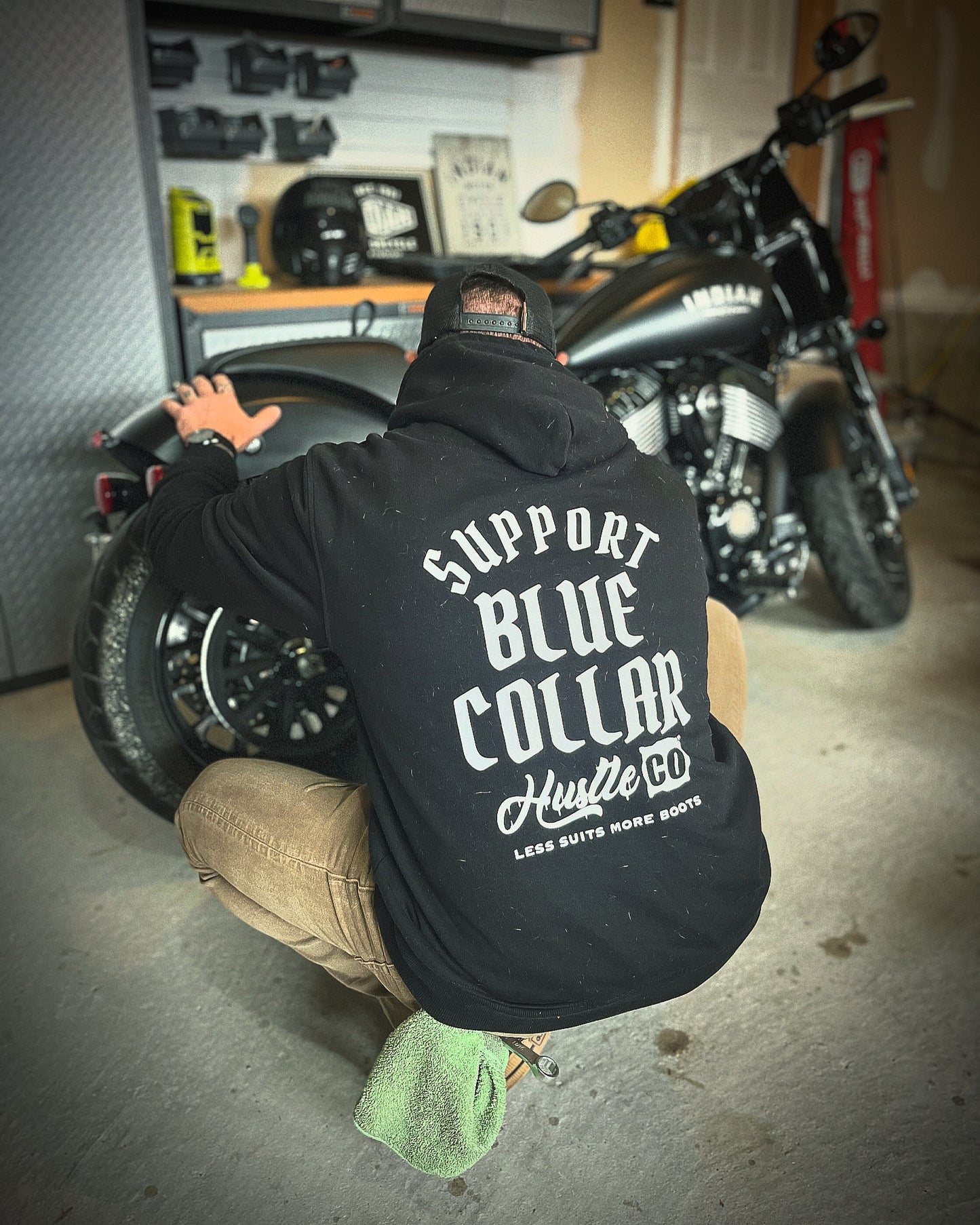 Support blue collar hoodie
