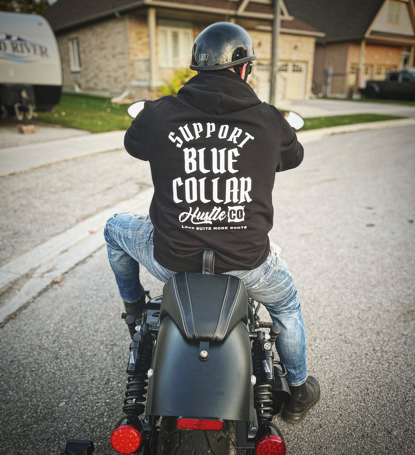 Support blue collar hoodie