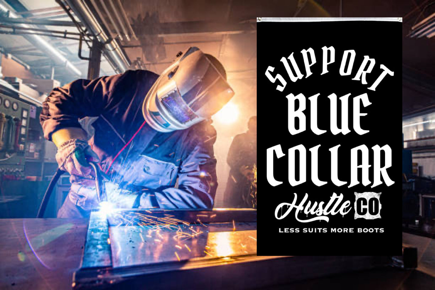 Support Blue Collar Garage Flag. Preorder