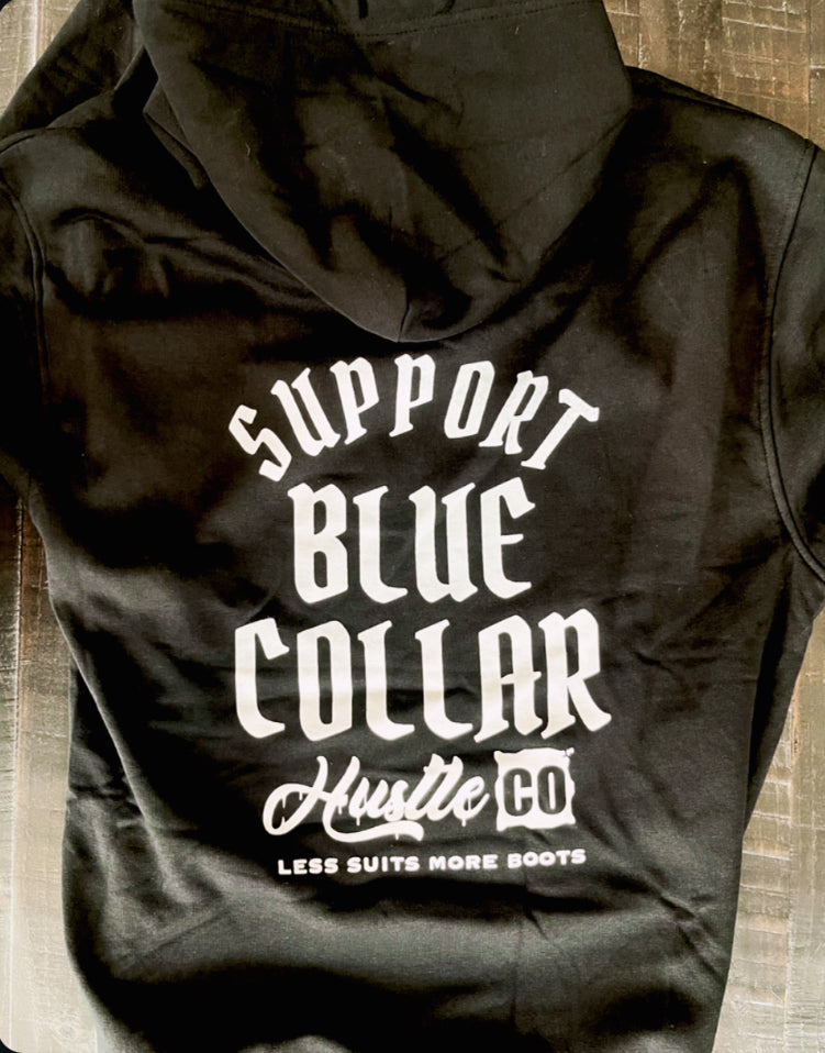 Support blue collar hoodie